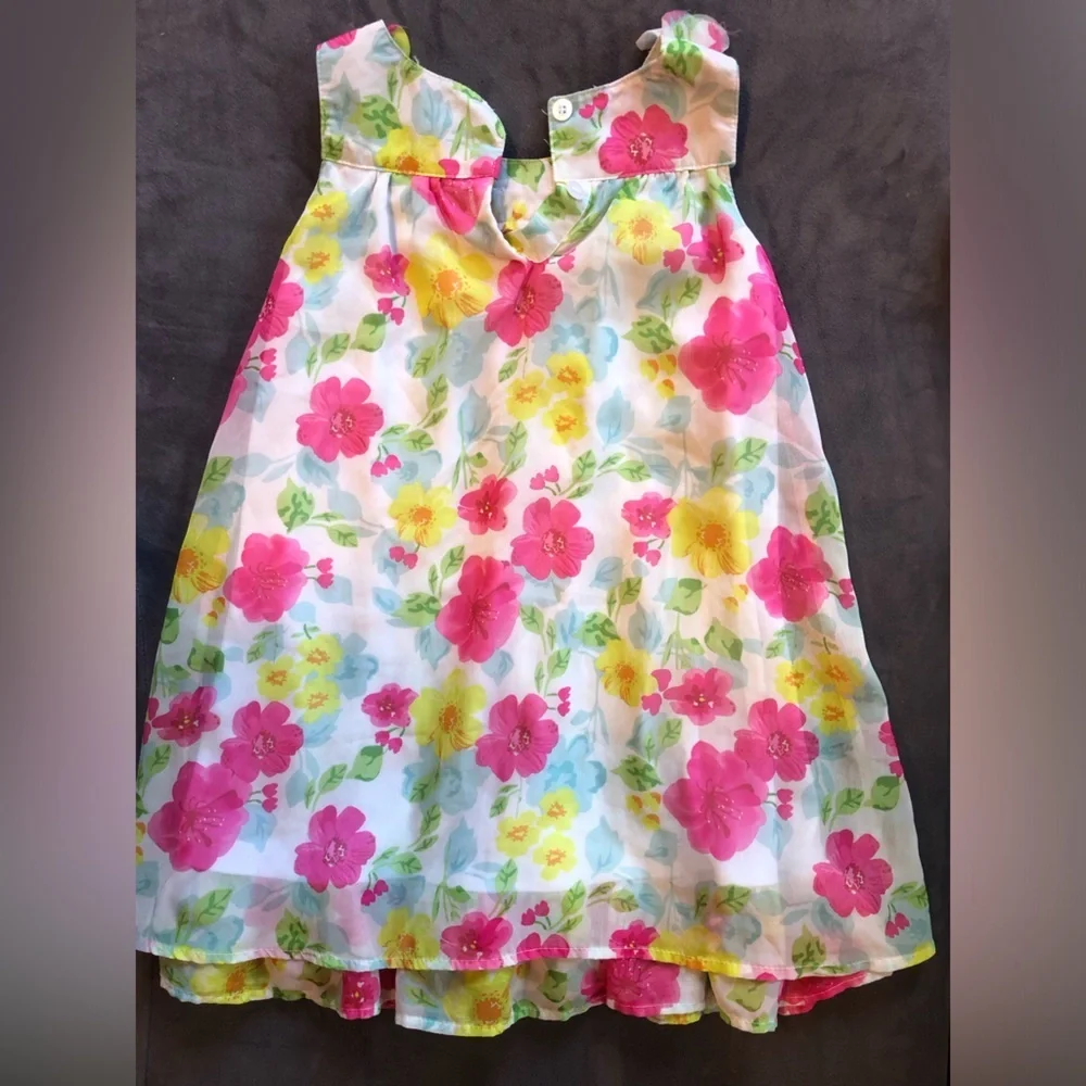 Floral Kids Dress with Pink and Yellow Accents